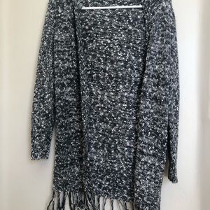 Fringe hooded cardigan